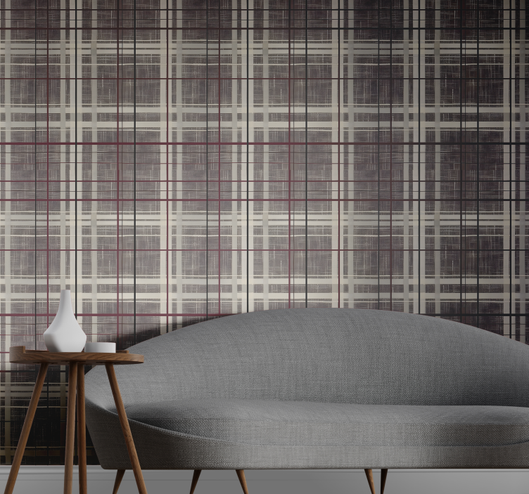 Steeneffect schots patroon behang vierkant - TenStickers