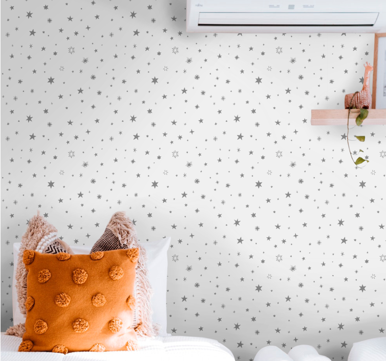 Sterretjes behang Grijze achtergrond met witte sterren - TenStickers