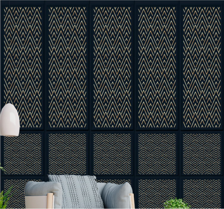 Stijlvolle zigzaglijnen slaapkamer behang - TenStickers