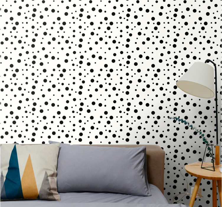 Stippen behang zwarte dots - TenStickers