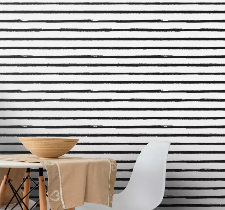Gestreept behang Minimalistische zwarte strepen - TenStickers