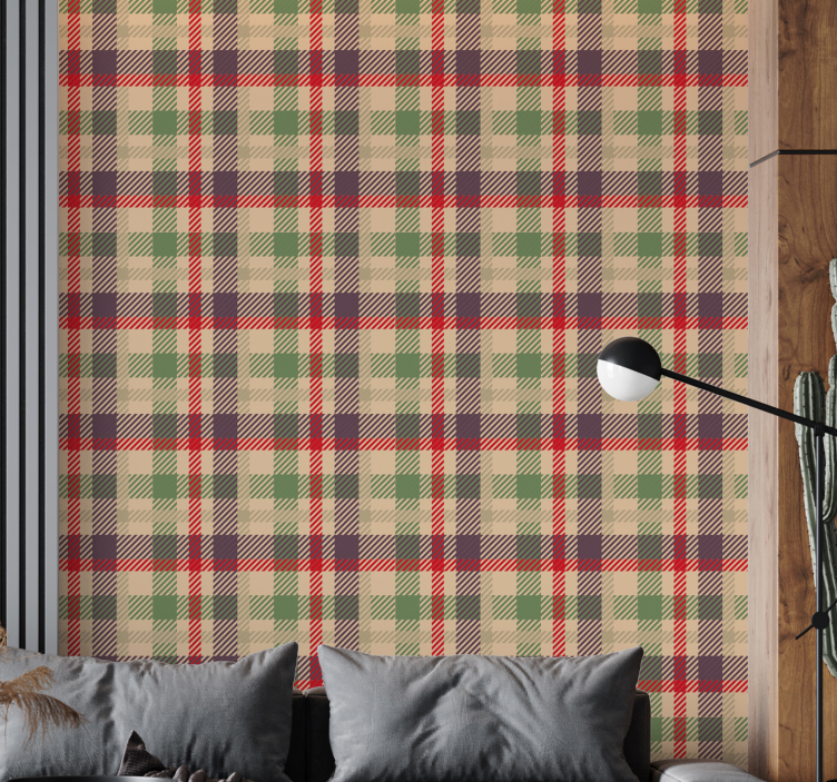 Tartan geruit patroon sierlijk behang - TenStickers