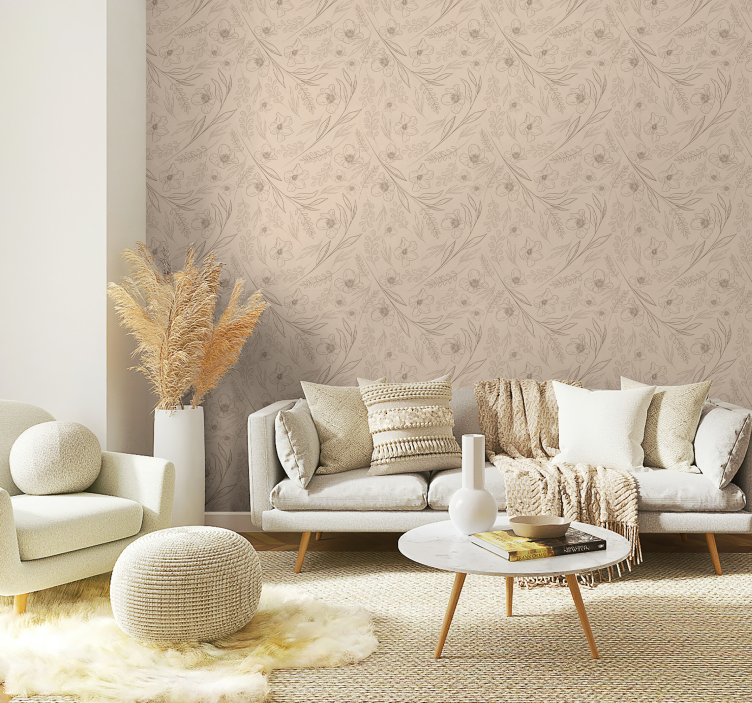 Taupe bloemdecoraties behang bloemen - TenStickers