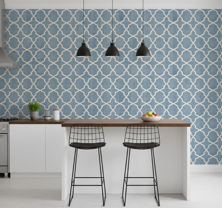 Tegels behang geometrisch blauw motief - TenStickers