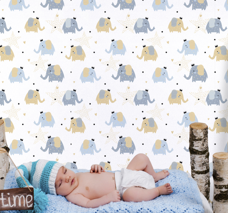 Tekenfilmolifanten babykamer behang - TenStickers