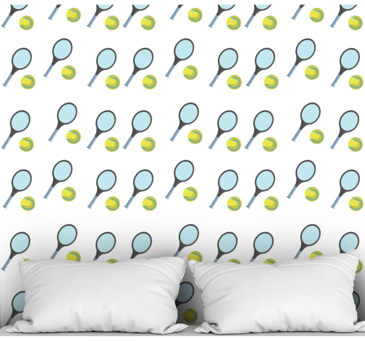 Tennisrackets en ballen gepersonaliseerd behang - TenStickers