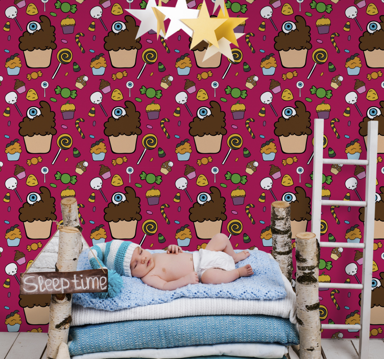 Thema zoete lekkernijen babykamer behang - TenStickers