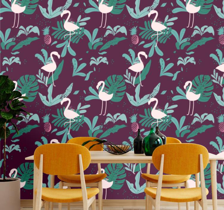 Tropische flamingo dieren behang - TenStickers