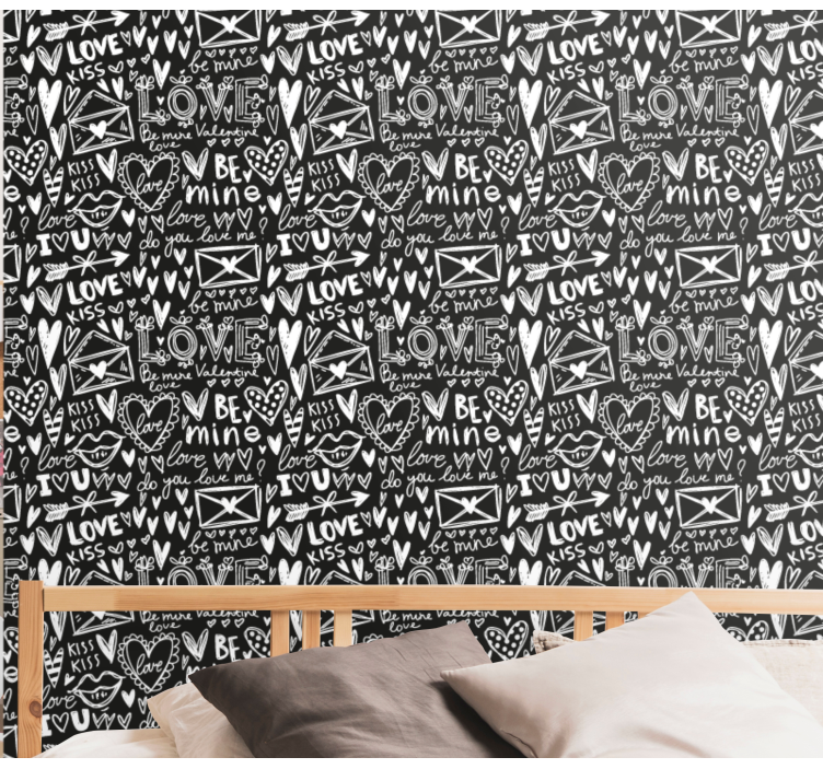 Valentijnsdag krabbel behang letters - TenStickers