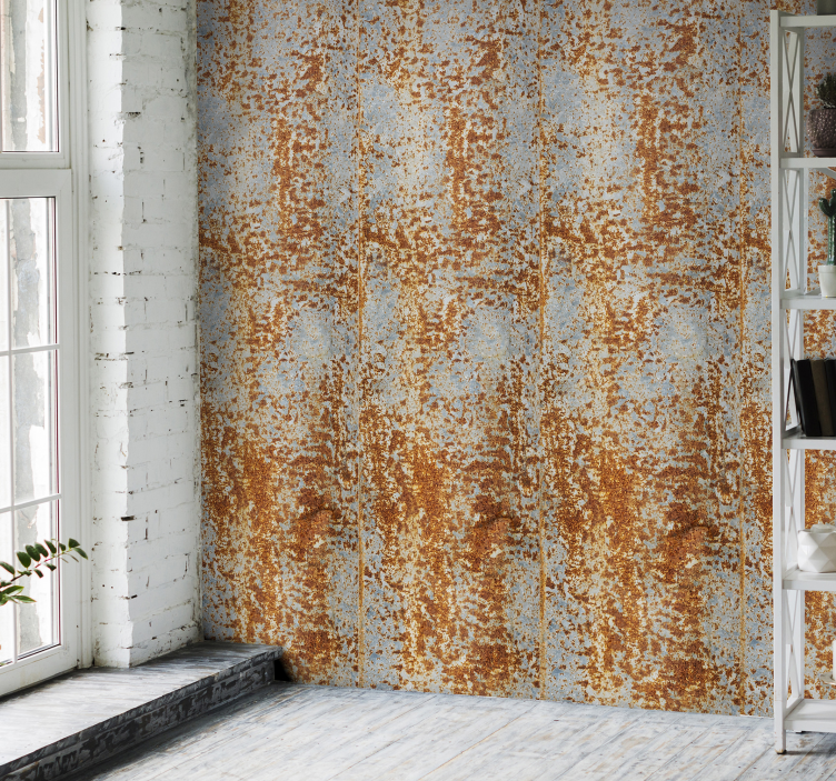 Verroeste metalen illusie bakstenen behang - TenStickers