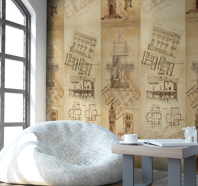 Oud gebouw vintage behang - TenStickers