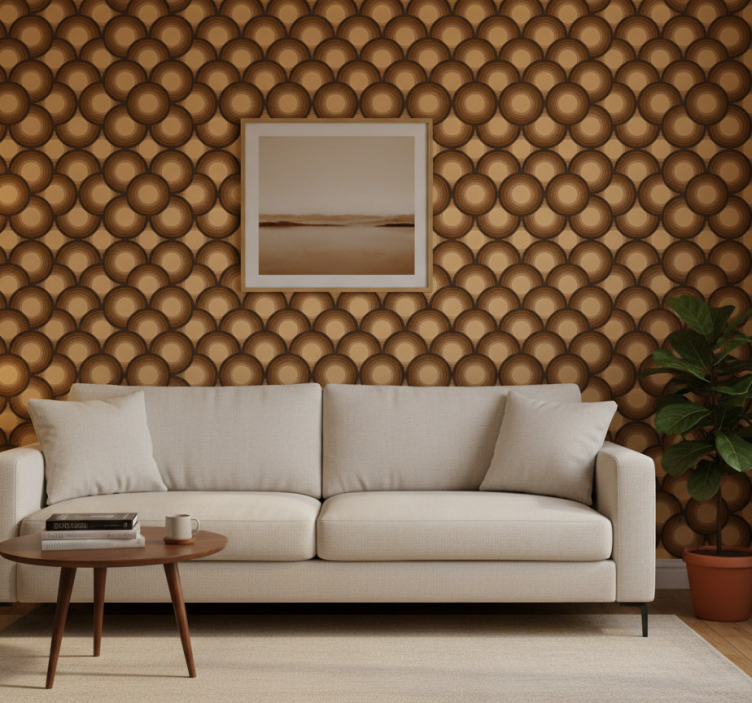 Vintage behang bruine zonnen - TenStickers