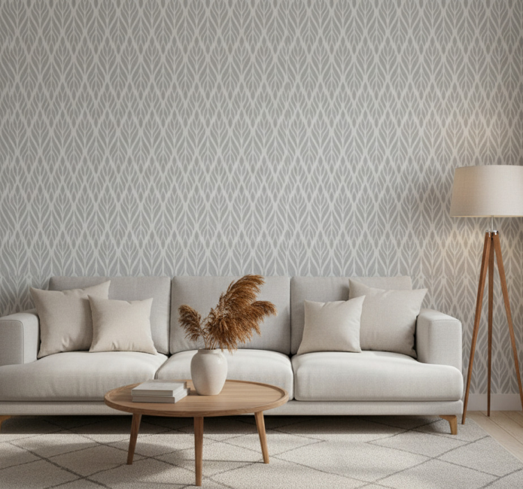 Vintage behang etnisch bloemenpatroon grijs - TenStickers