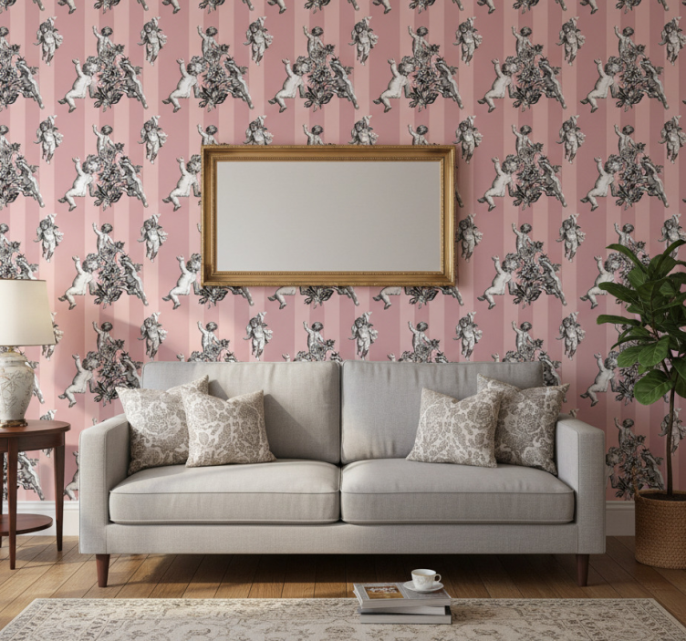 Vintage behang frans vintage gestreept patroon - TenStickers