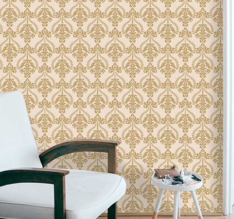Bloemen beige details vintage behang - TenStickers