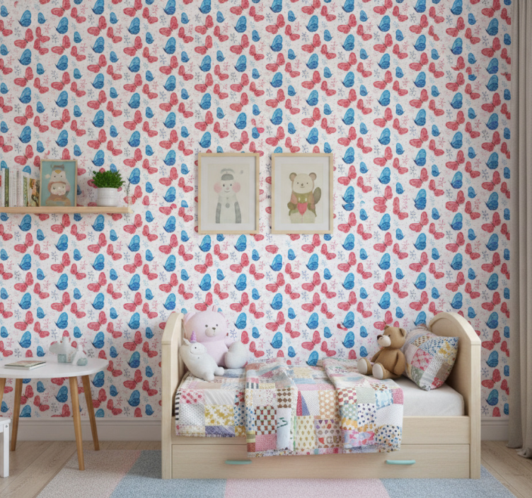 Vlinders behang met takken - TenStickers