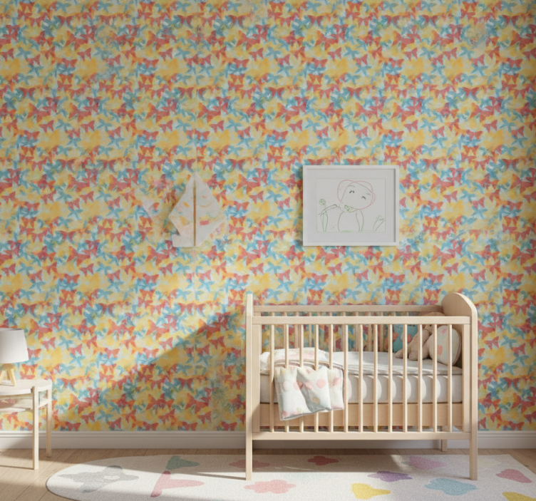 Vlinders behang multicolor vliegend - TenStickers