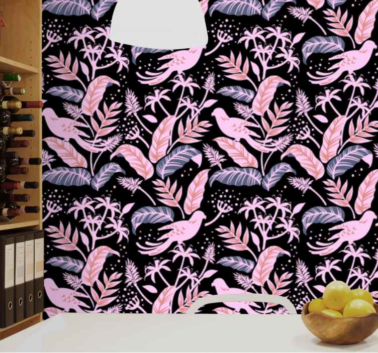 Vogels bloemenharmonie sierlijk behang - TenStickers