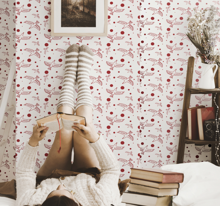 Vogels en stippen dieren behang - TenStickers