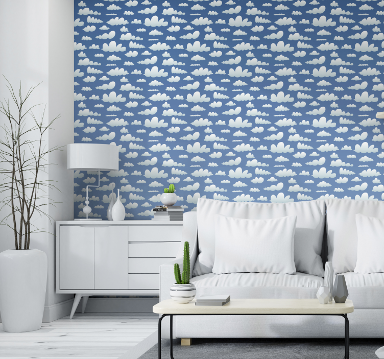 Wolkenpatroon ontwerp woonkamer behang - TenStickers