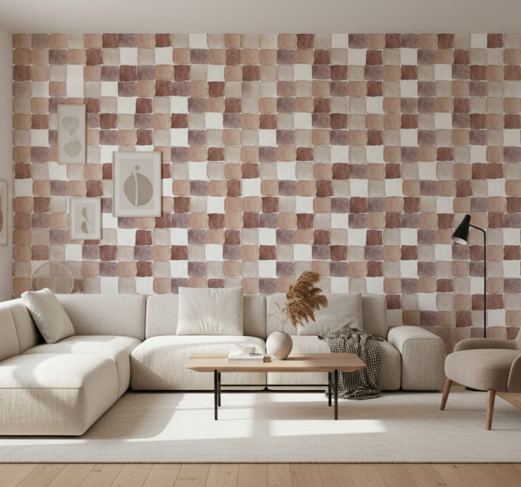 Woonkamer behang aardetint waterverf - TenStickers