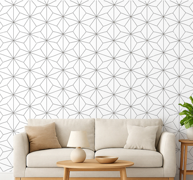 Woonkamer behang abstract hexagon - TenStickers