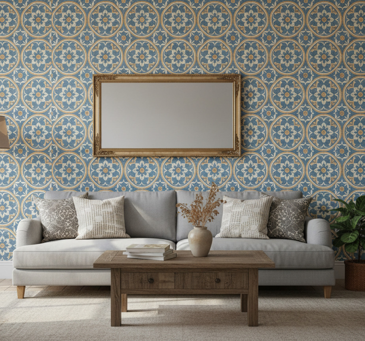 Woonkamer behang azulejo stijl mat - TenStickers