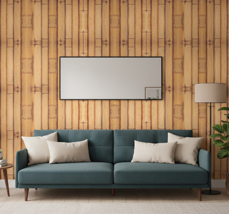 Woonkamer behang bamboehout textuur effect - TenStickers