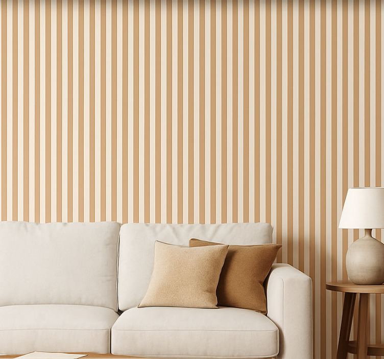Woonkamer behang beige vintage strips - TenStickers