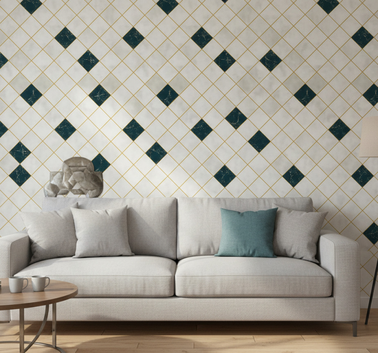 Woonkamer behang cementtegels grijstinten - TenStickers