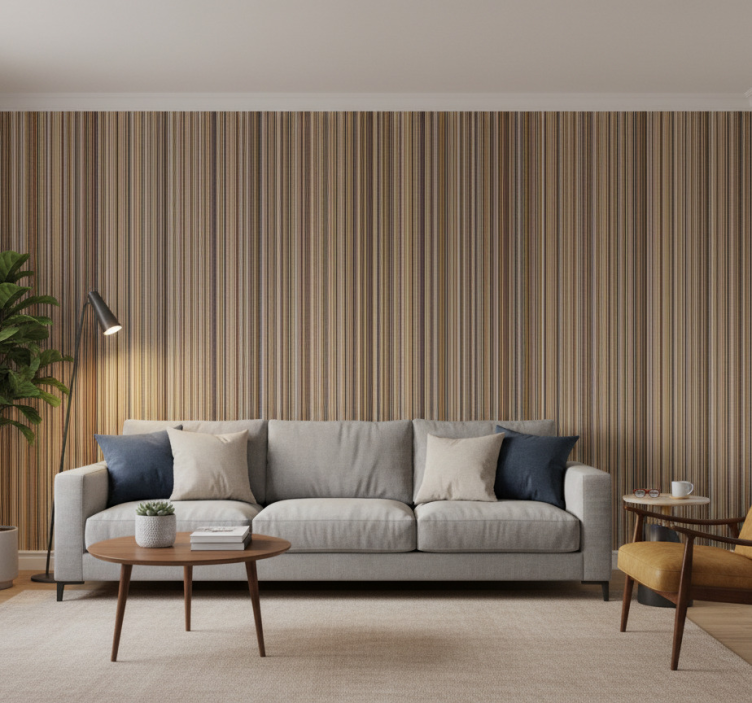 Woonkamer behang donkere strepen - TenStickers