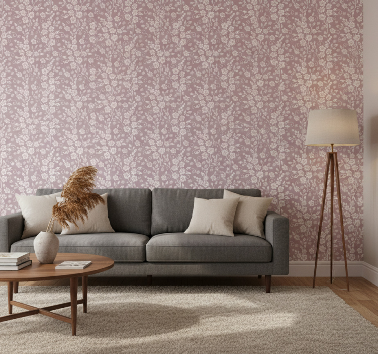 Woonkamer behang elegant bloemenpatroon - TenStickers