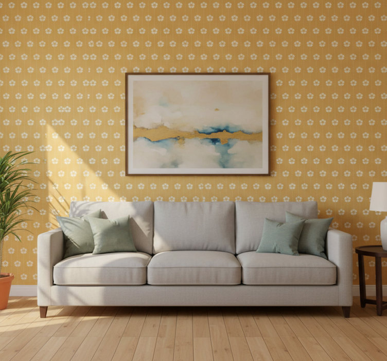 Woonkamer behang elegant bloemenpatroon - TenStickers