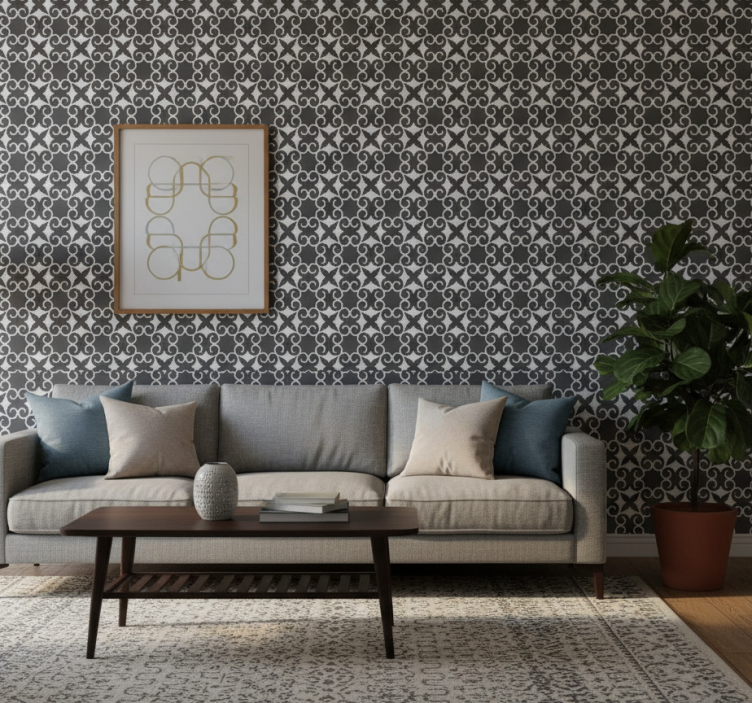 Woonkamer behang elegant patroon mat - TenStickers