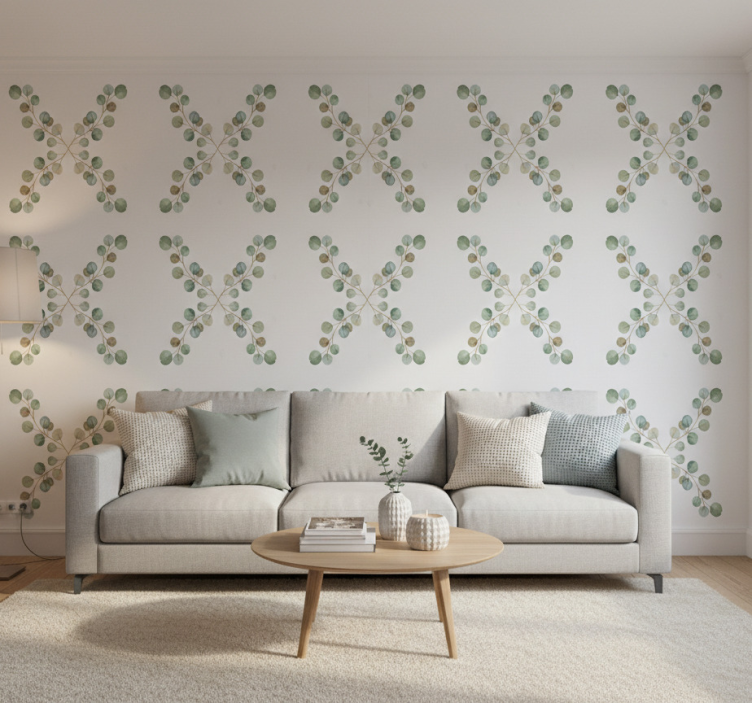 Woonkamer behang eucalyptus aquarel tak - TenStickers