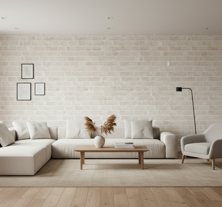 Woonkamer behang faux wit baksteen - TenStickers