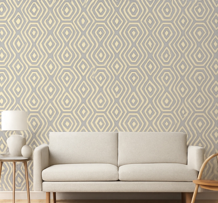 Woonkamer behang geometrisch blauw goud - TenStickers