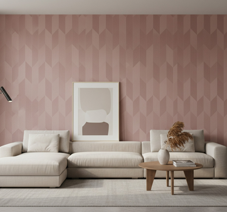 Woonkamer behang geometrisch mauve chevron - TenStickers