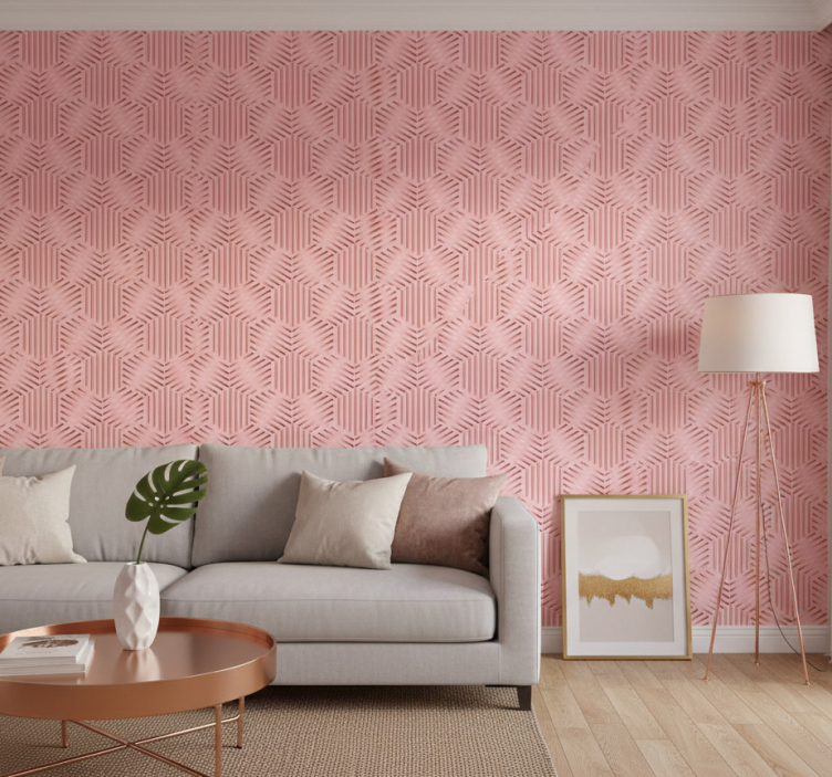 Woonkamer behang geometrische indeling - TenStickers