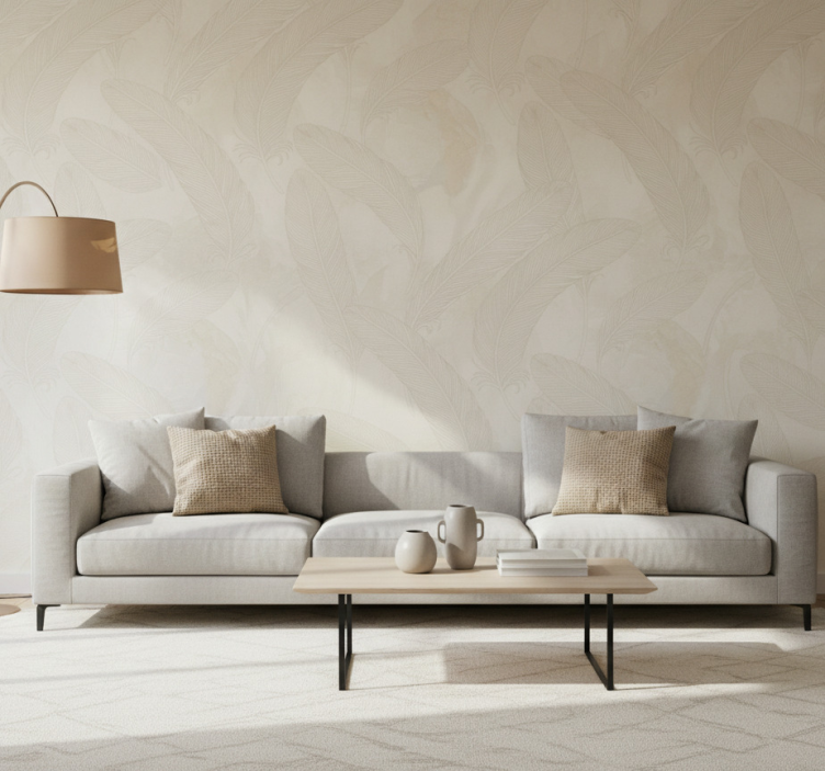 Woonkamer behang geprofileerde veer - TenStickers