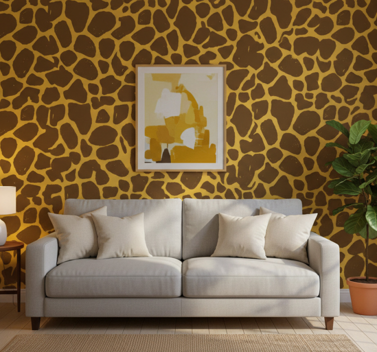 Woonkamer behang giraffeprint - TenStickers