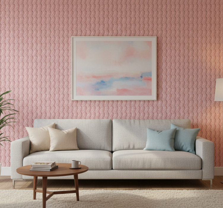 Woonkamer behang golfpatroon tafelkleed - TenStickers