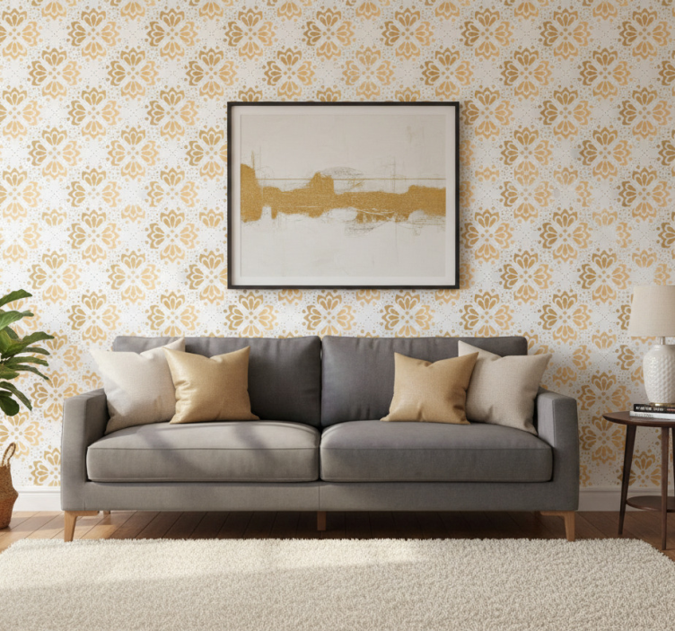 Woonkamer behang gouden mandala's - TenStickers