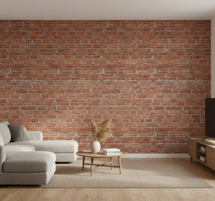 Woonkamer behang klassiek rood baksteen - TenStickers