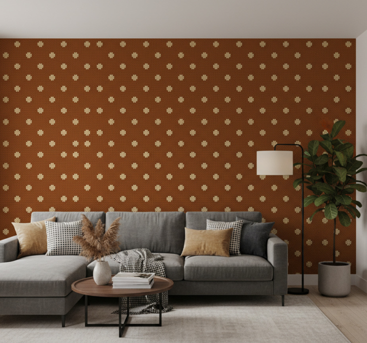 Woonkamer behang met textuur stippenpatroon - TenStickers