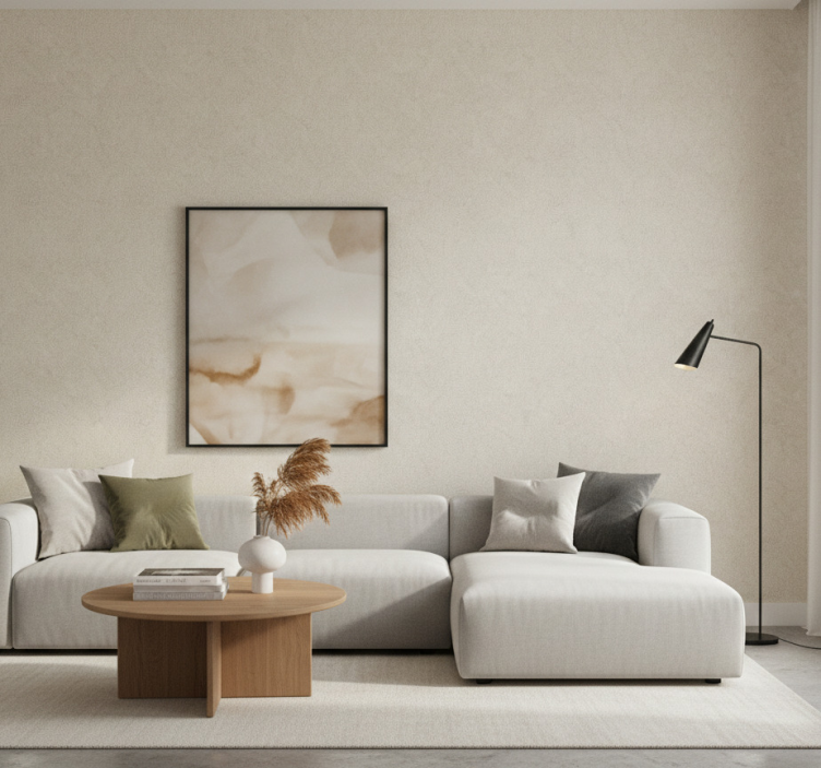 Woonkamer behang met textuur van bladeren - TenStickers