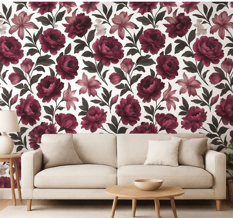 Woonkamer behang moody nederlandse bloemen - TenStickers
