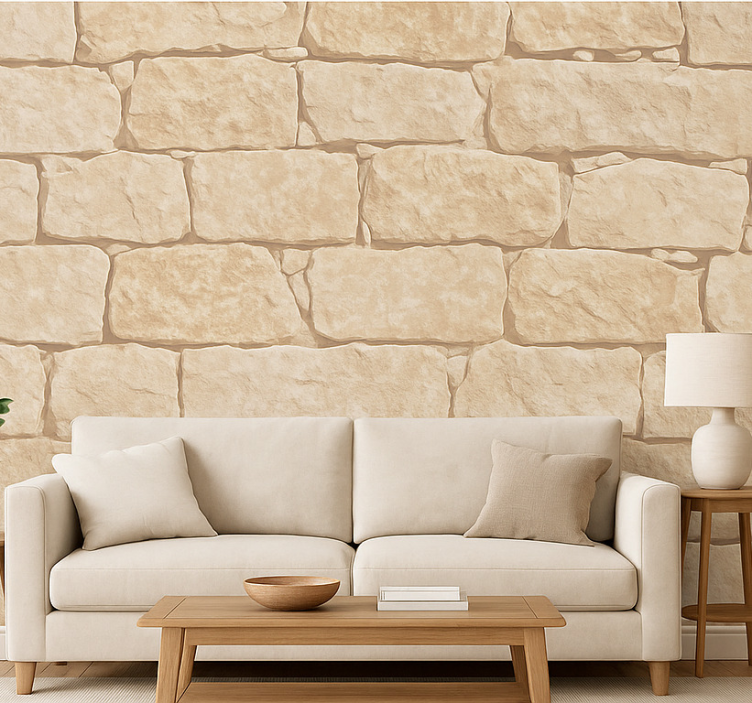 Woonkamer behang natuursteen - TenStickers