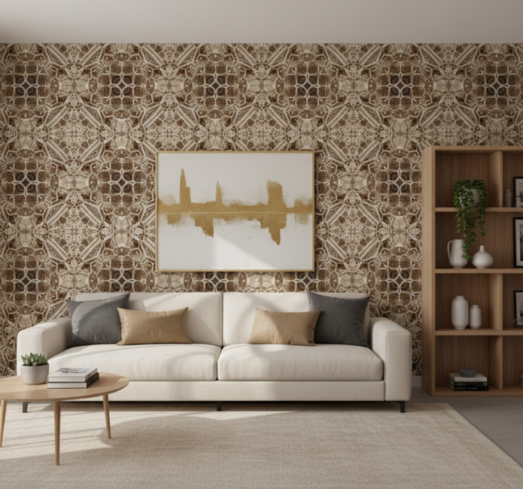 Woonkamer behang ornate lace kaleidoscoop - TenStickers