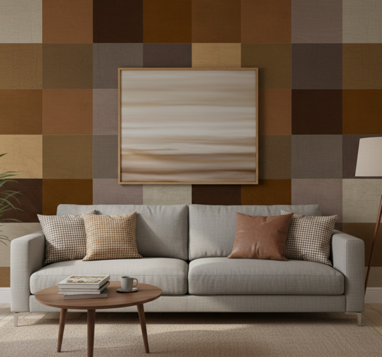Woonkamer behang patchwork patroon oppervlak - TenStickers